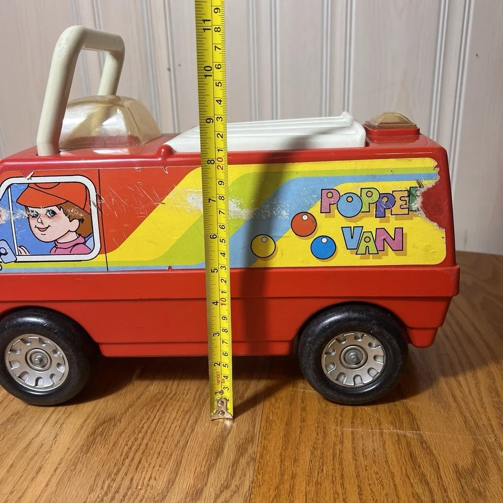 Vintage Playskool Pop N Ride Van 1970s Red Push Ride On Popper Toy